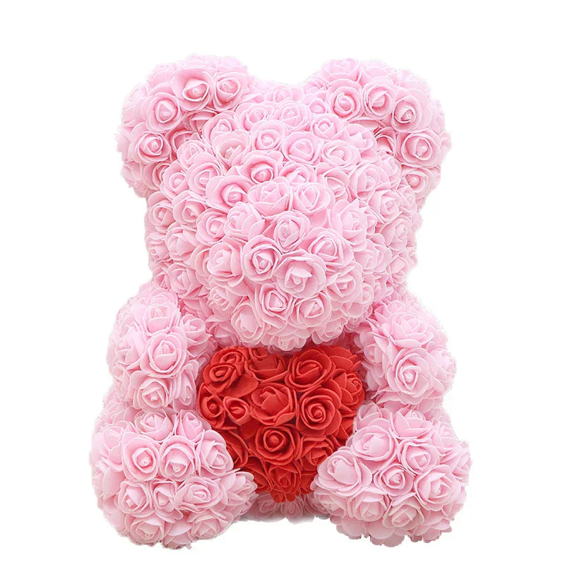 Evigt Blomstrende Rosa Bamse | Håndlavet Elegance til Kærlighedsøjeblikke