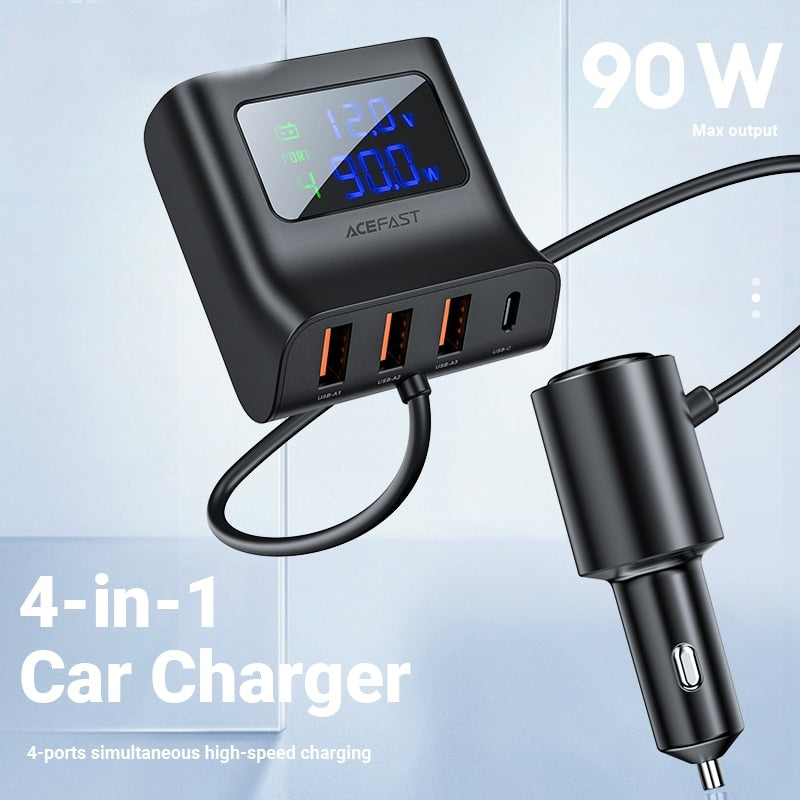 Car USB Splitter Hurtig Opladningsstation