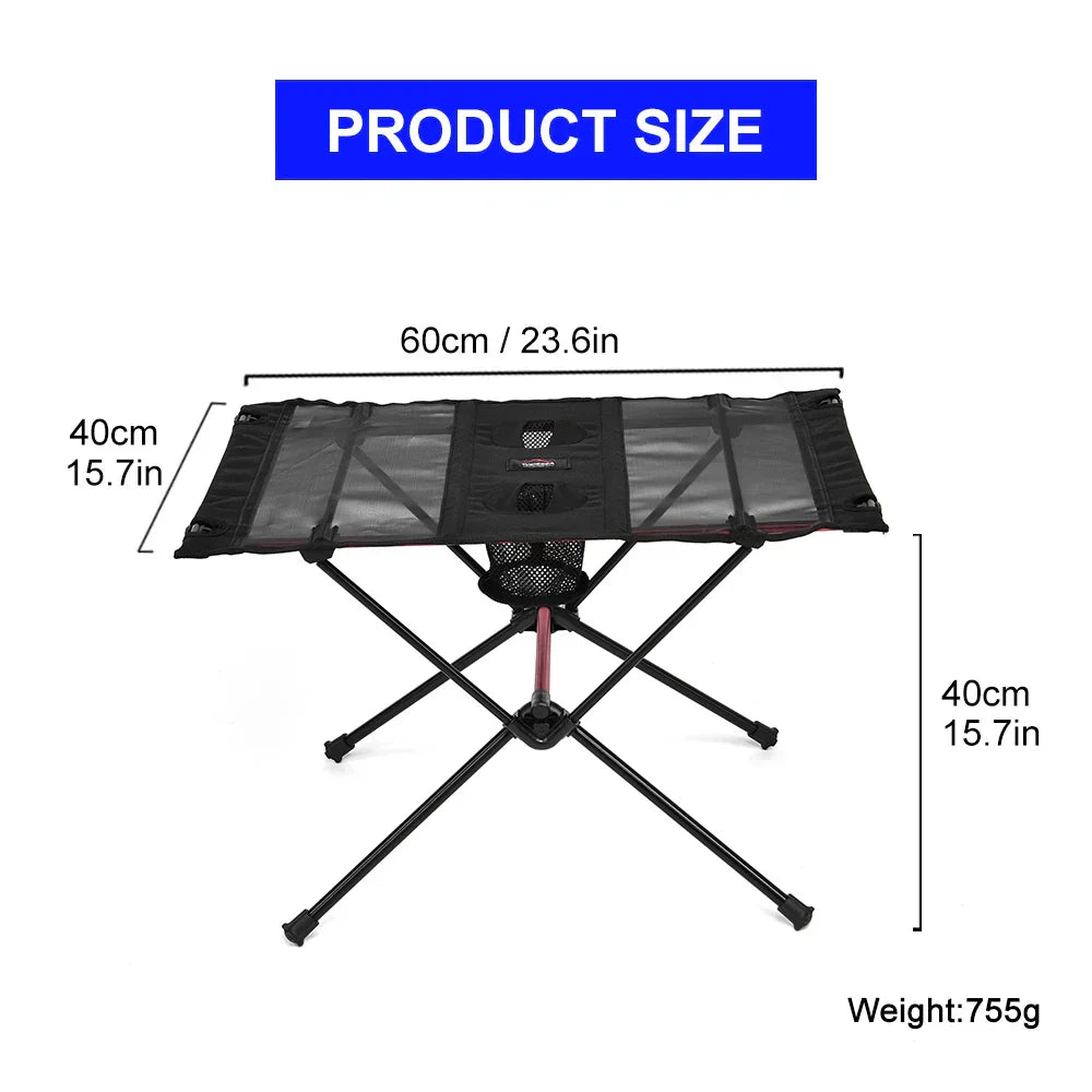 Hopfällbart campingbord i aluminium – kompakt och hållbar design