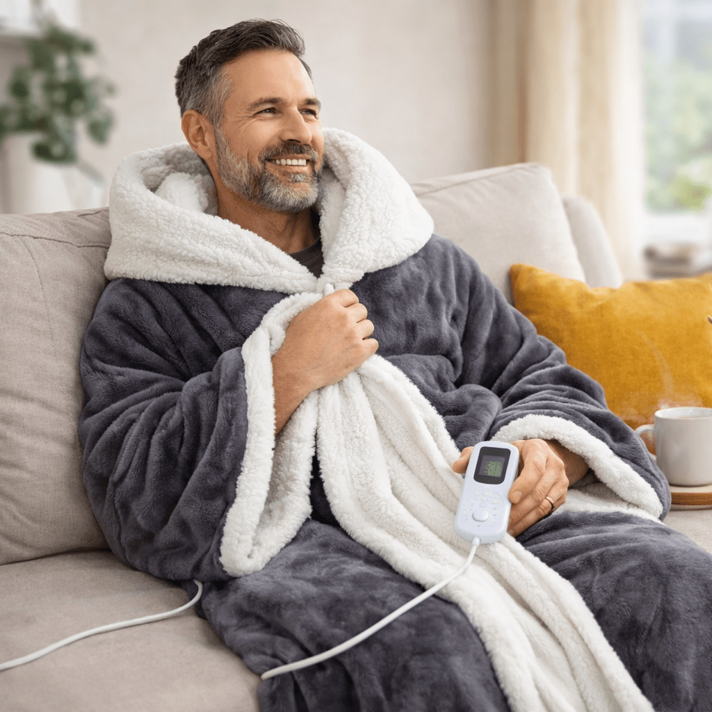 Bärbar Elektrisk Värmefilt i Mjuk Sherpa Fleece