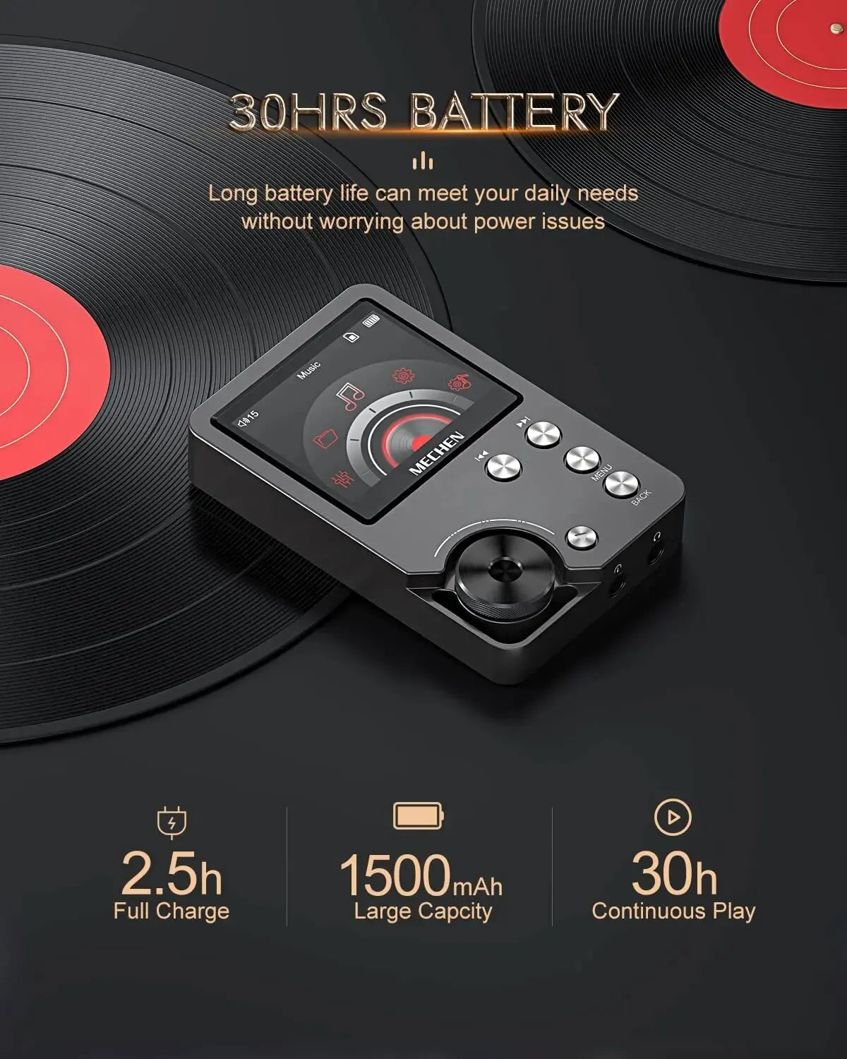HiFi MP3 Afspiller MECHEN-M30 – Tab med 64GB, understøtter op til 256GB