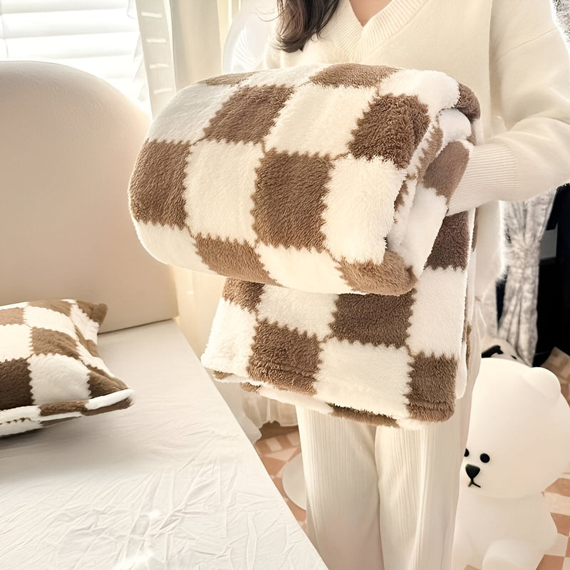 Blødt Multifarvet Fleece Tæppe - Perfekt til Sofa & Seng