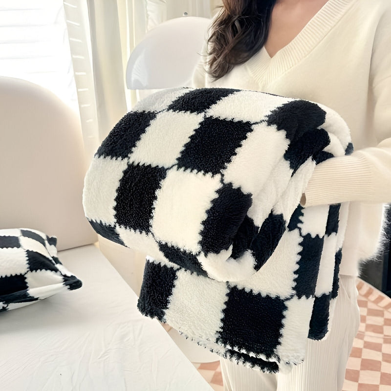 Blødt Multifarvet Fleece Tæppe - Perfekt til Sofa & Seng