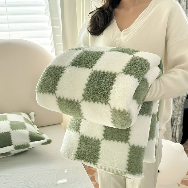 Blødt Multifarvet Fleece Tæppe - Perfekt til Sofa & Seng