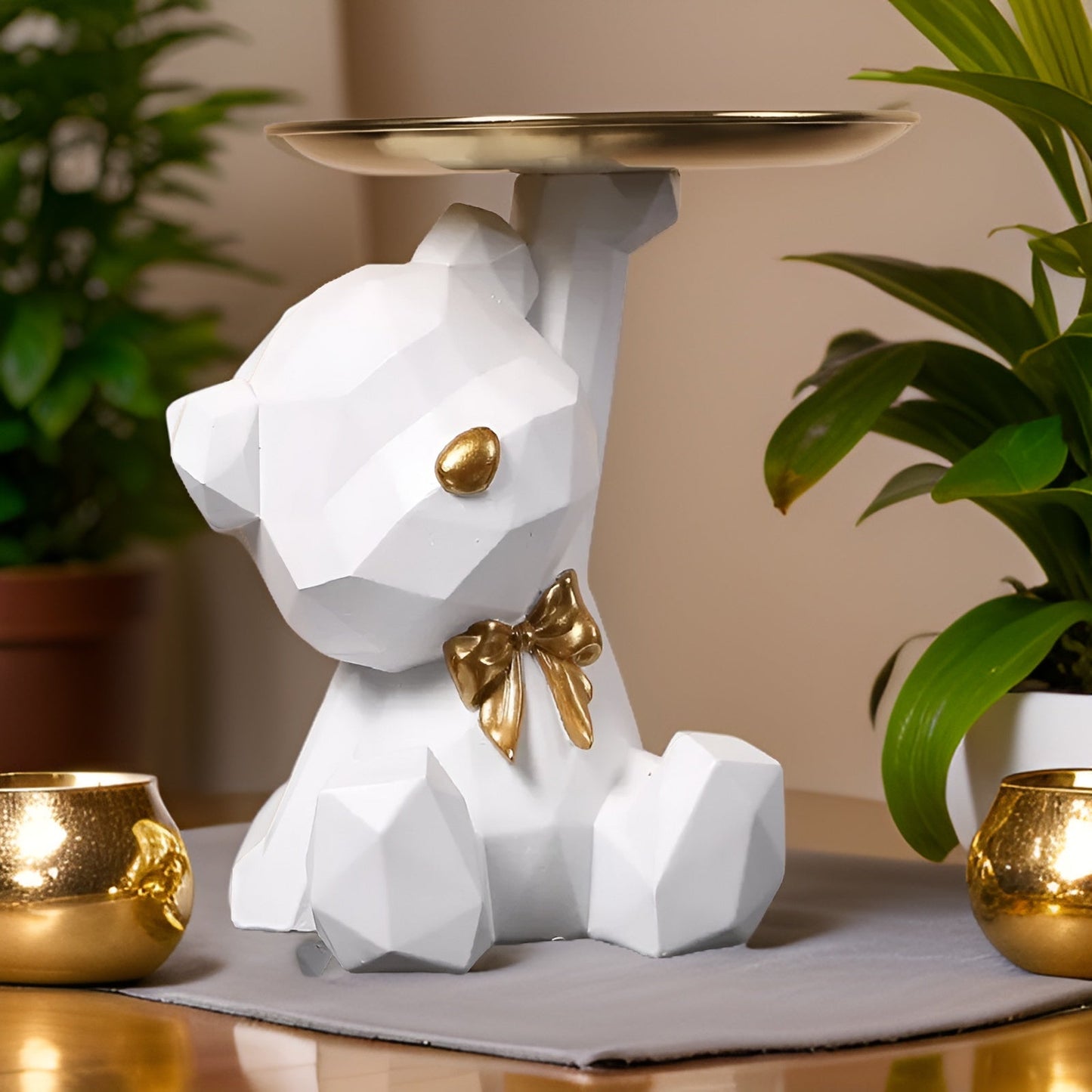 Stilfull Geometrisk Skulptur med Nyckelring & Förvaring