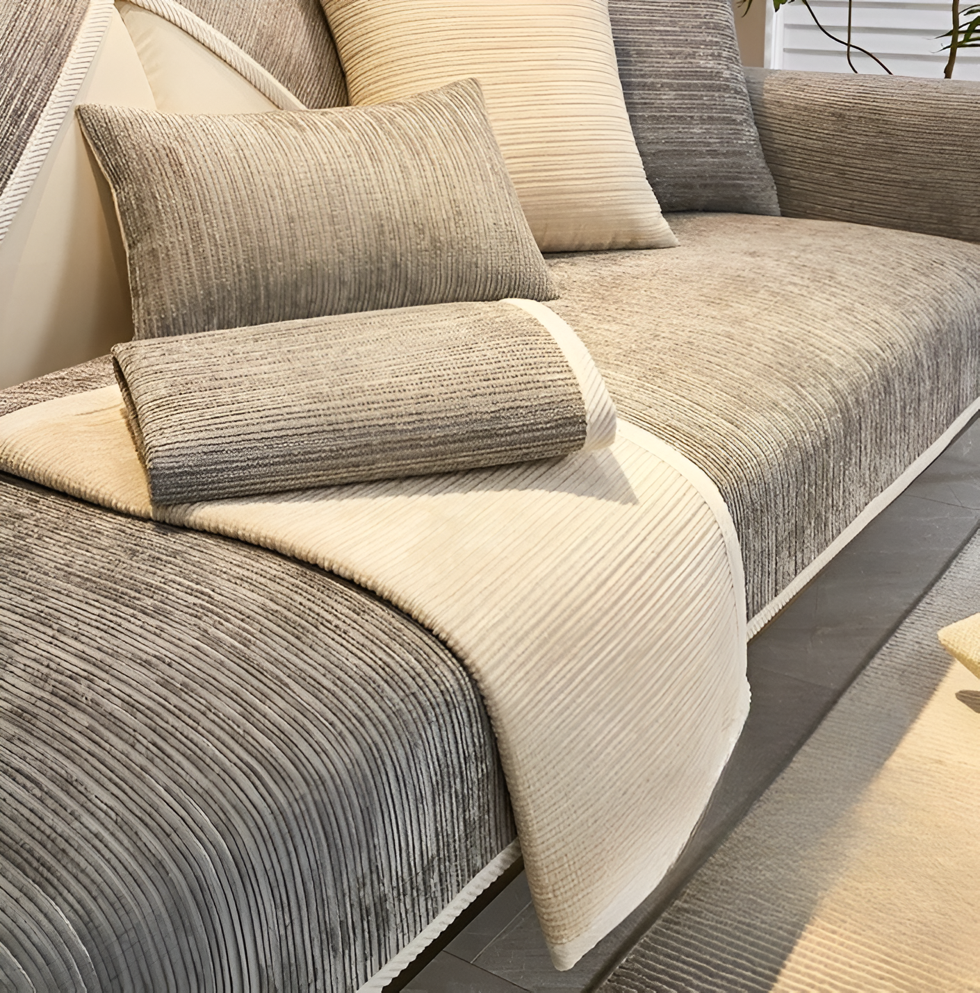Elegant Chenille Sofaovertræk – Beskytter mod kæledyrshår