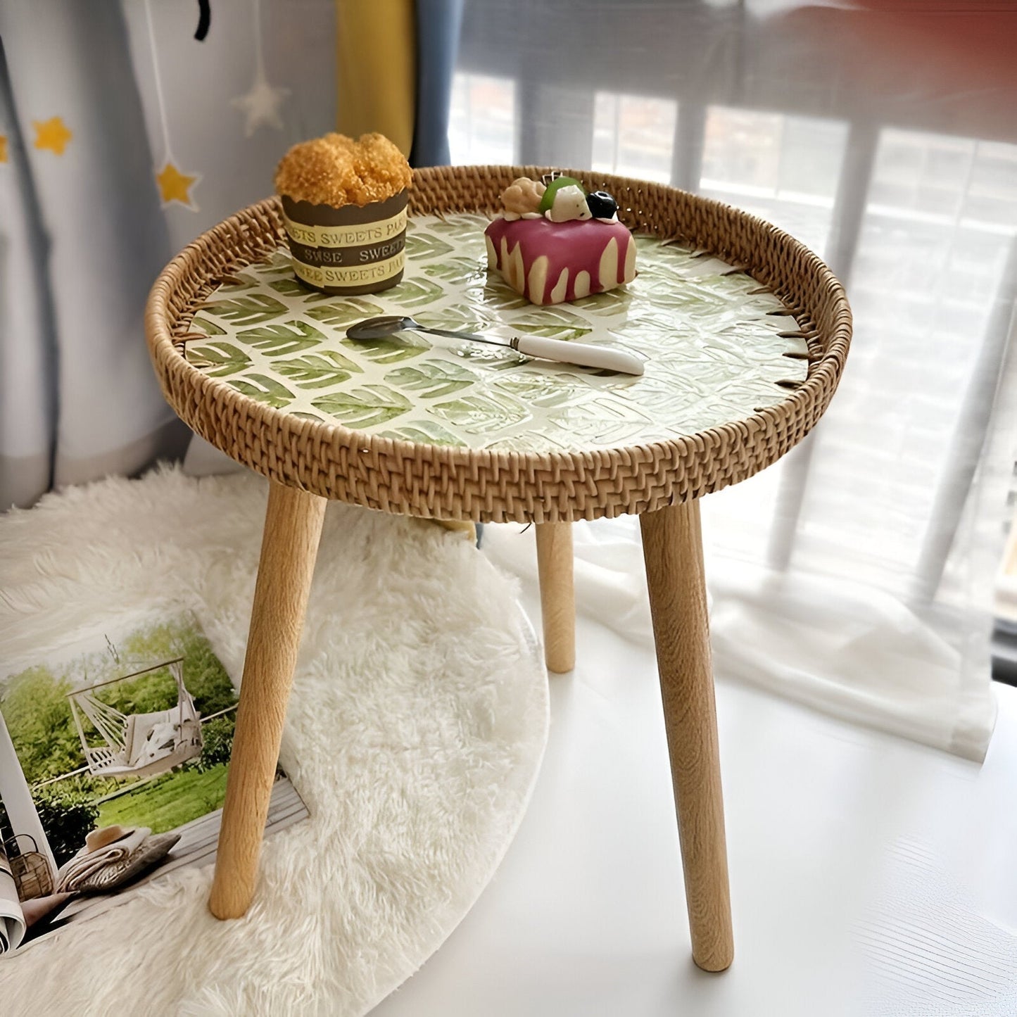 Rund Rattan Sofabord – Håndlavet Skandinavisk Design