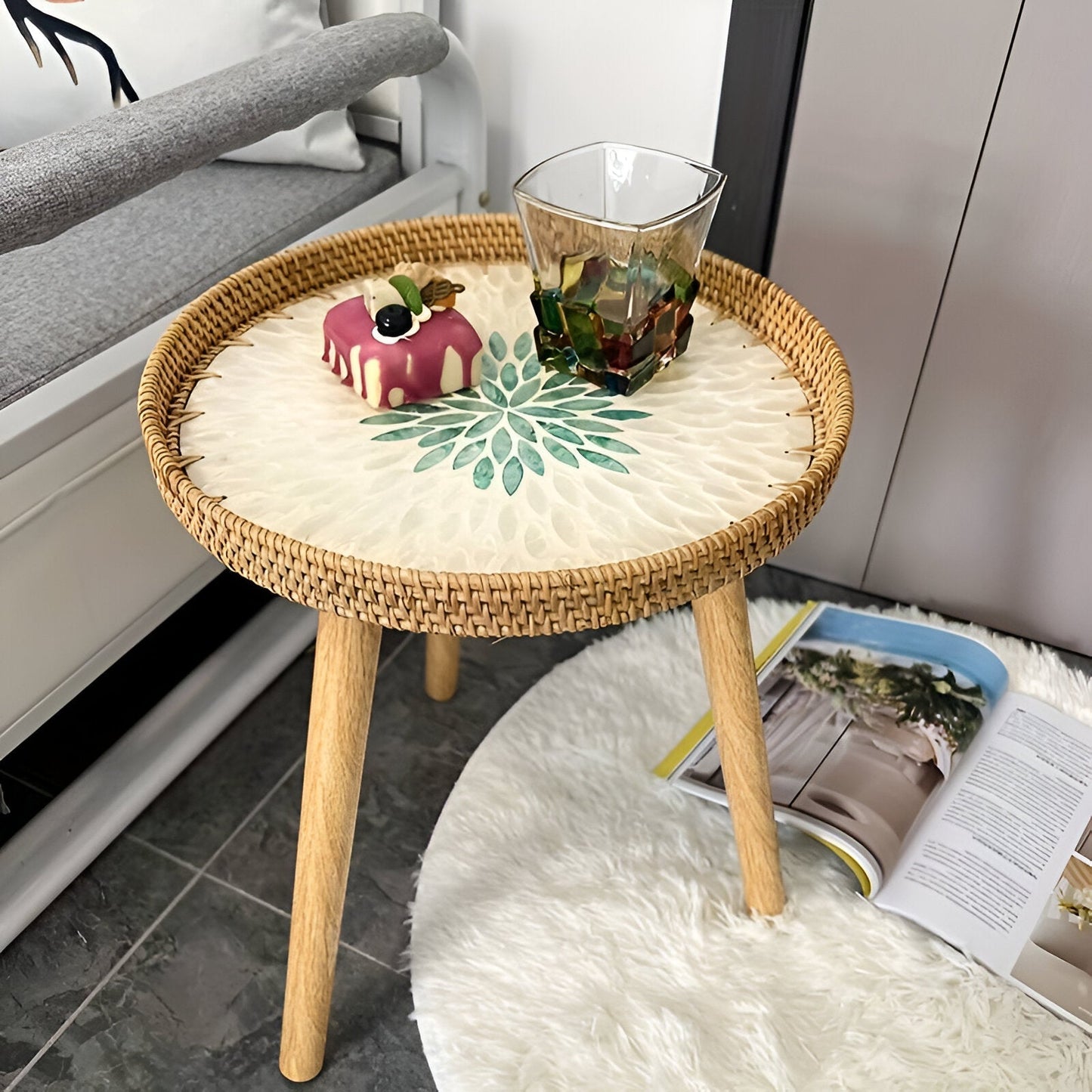 Rund Rattan Sofabord – Håndlavet Skandinavisk Design