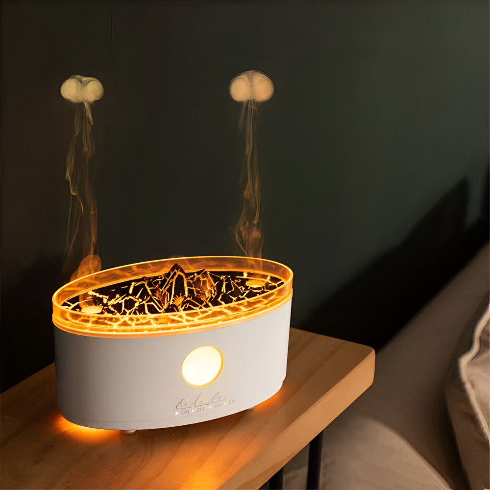 Ultrasonisk Aroma Diffuser & Luftfugter med LED Flammeeffekt