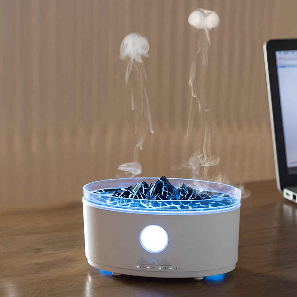 Ultrasonisk Aroma Diffuser & Luftfugter med LED Flammeeffekt
