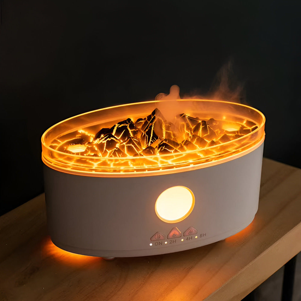Ultrasonisk Aroma Diffuser & Luftfugter med LED Flammeeffekt