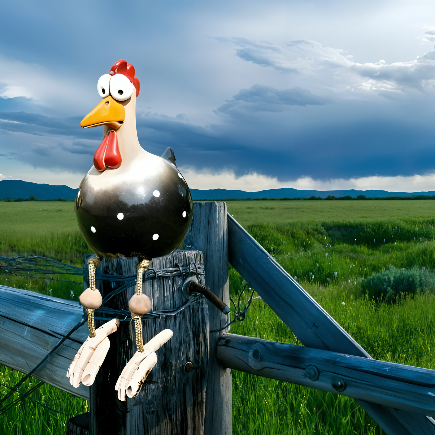 Legesyg Gallo Statue - Vejrbestandig Resin Havepynt