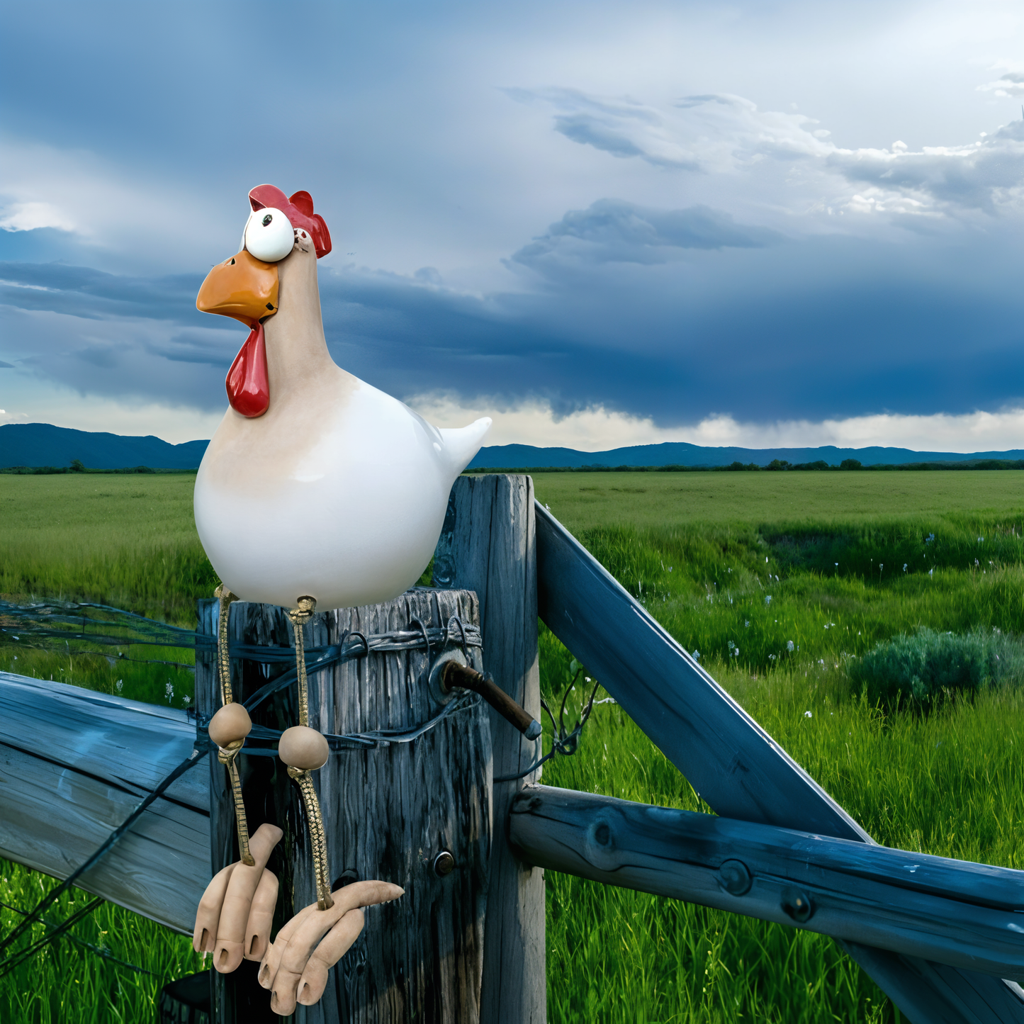 Legesyg Gallo Statue - Vejrbestandig Resin Havepynt