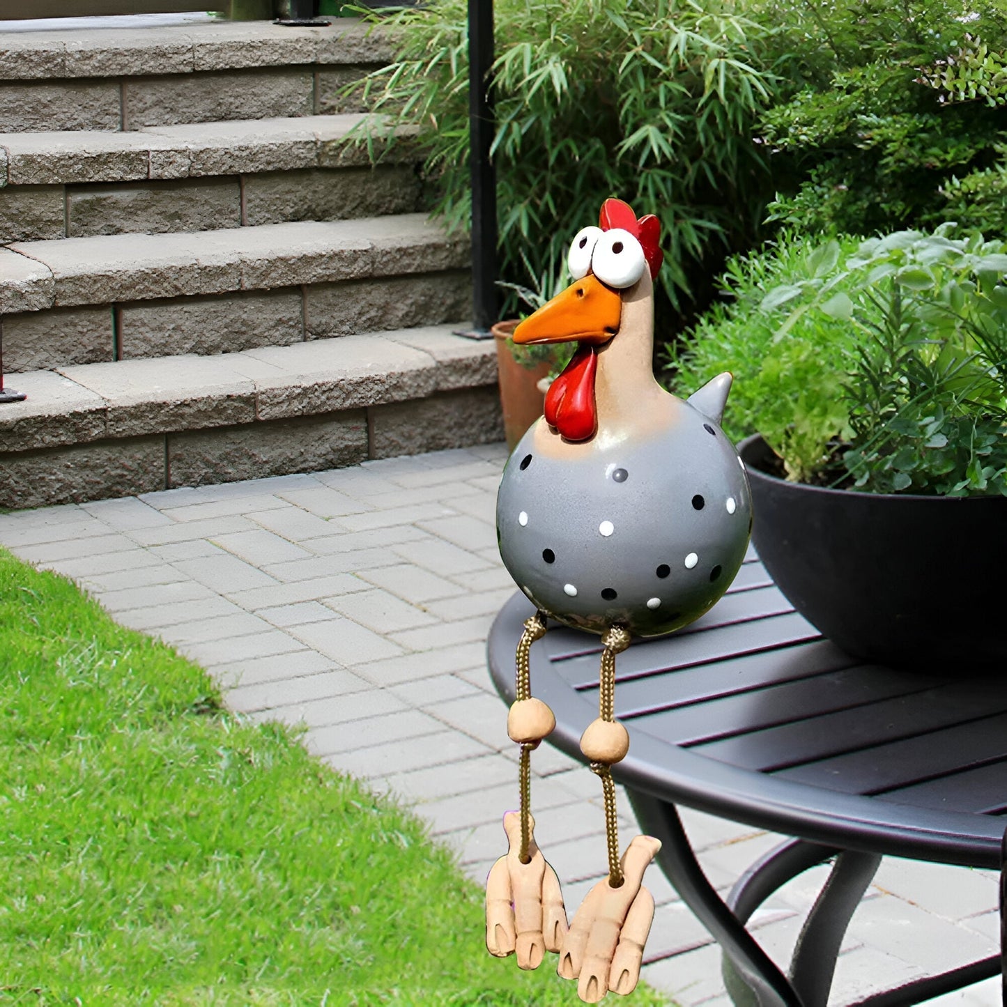 Legesyg Gallo Statue - Vejrbestandig Resin Havepynt