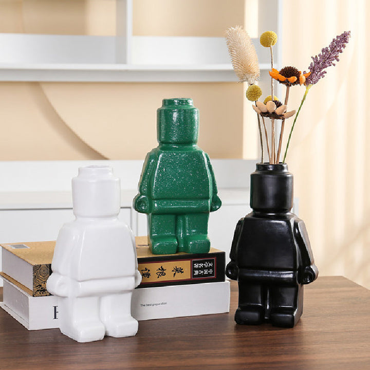 Farverige Robotplanter i Keramik - PixelPotter