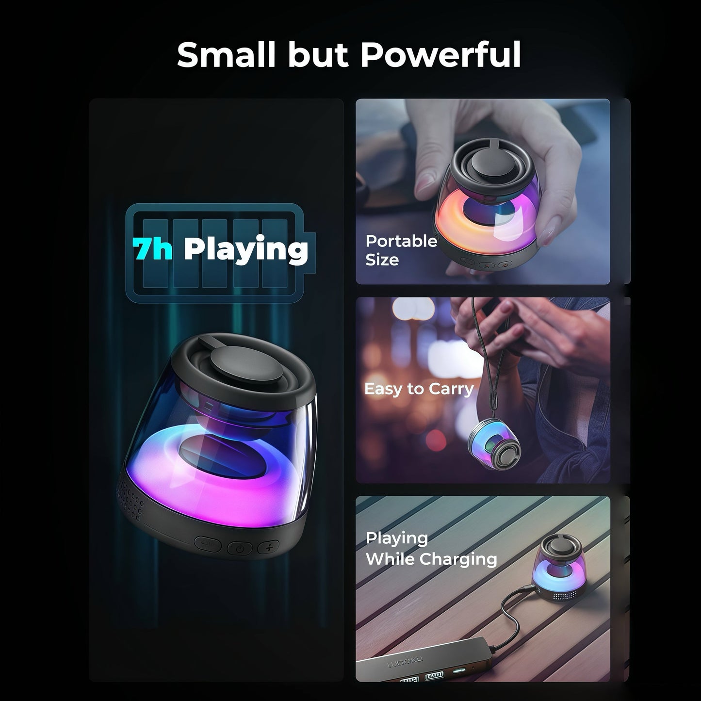 Kompakt Hi-Fi Bluetooth højttaler med magnetisk design til musik og gaming