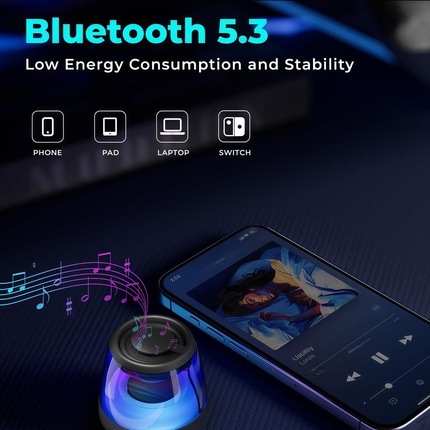 Kompakt Hi-Fi Bluetooth højttaler med magnetisk design til musik og gaming