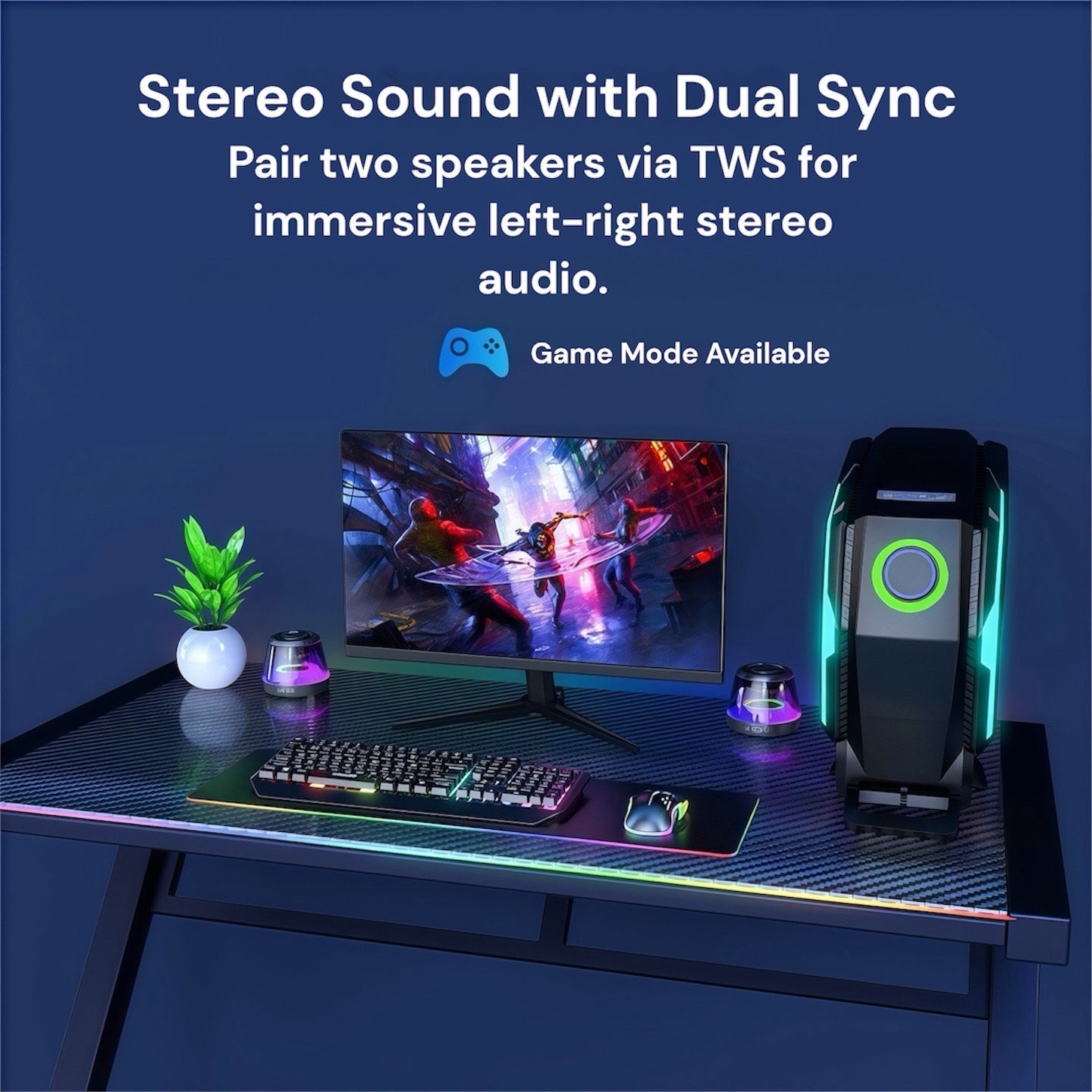 Kompakt Hi-Fi Bluetooth højttaler med magnetisk design til musik og gaming