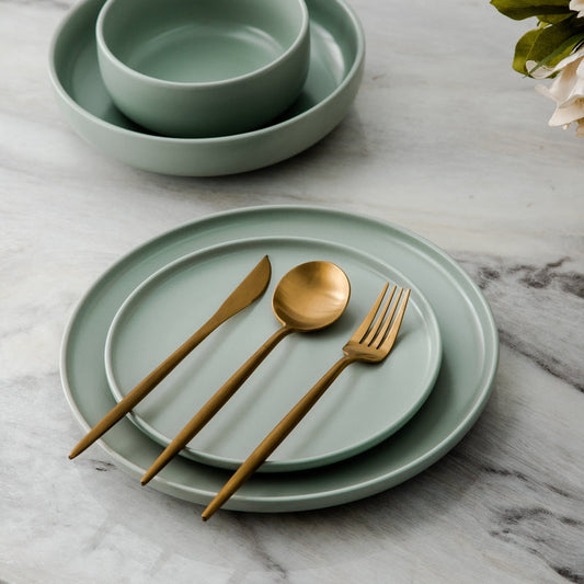 Elegant bestickset i rostfritt stål – Gulddesign | 24 eller 48 delar