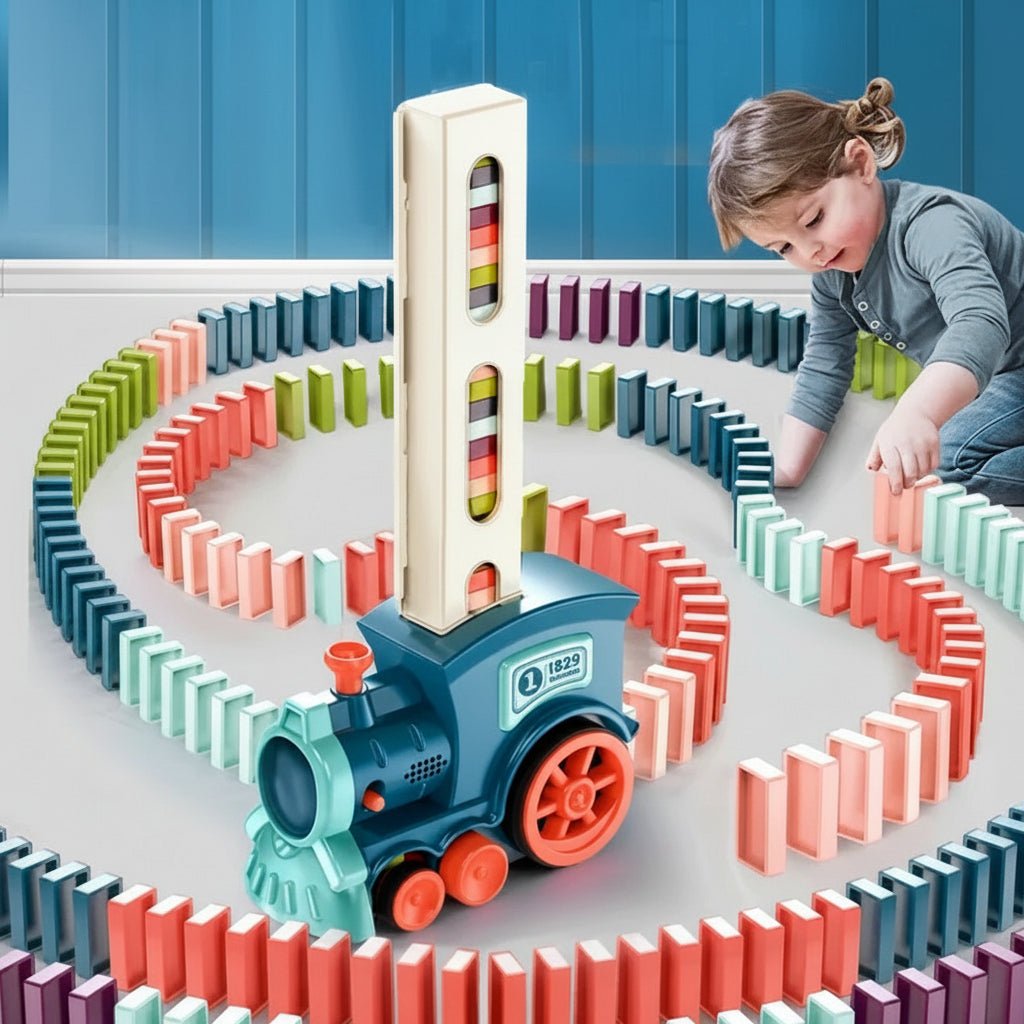 Sjovt Domino Tog til Børn med Lys og Læringseffekt