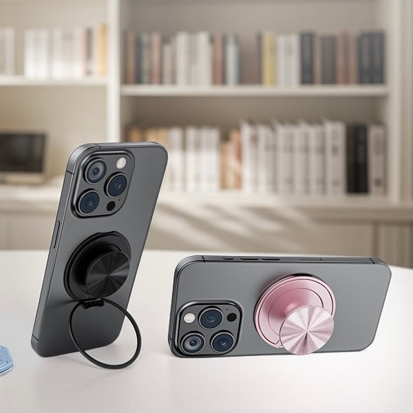 Magnetisk telefonstand med grip og spejl til nem håndtering