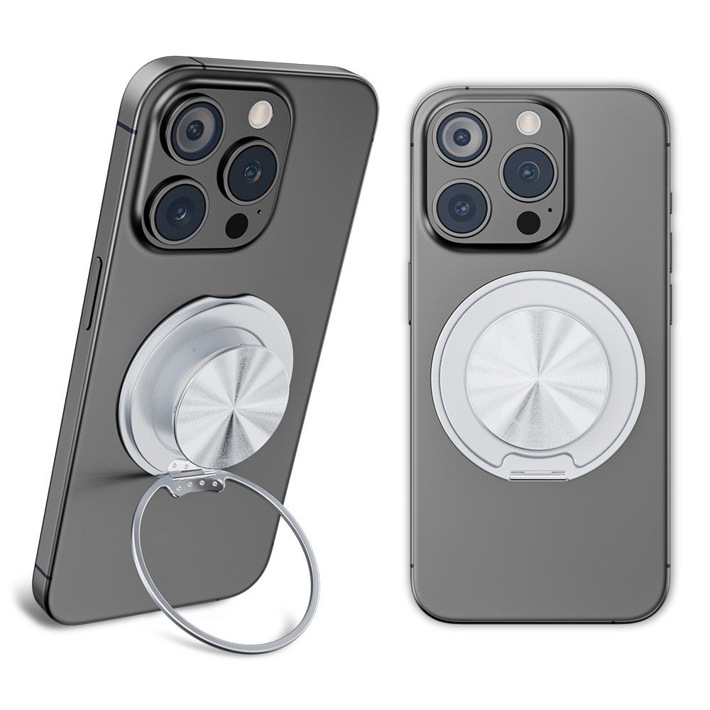 Magnetisk telefonstand med grip og spejl til nem håndtering