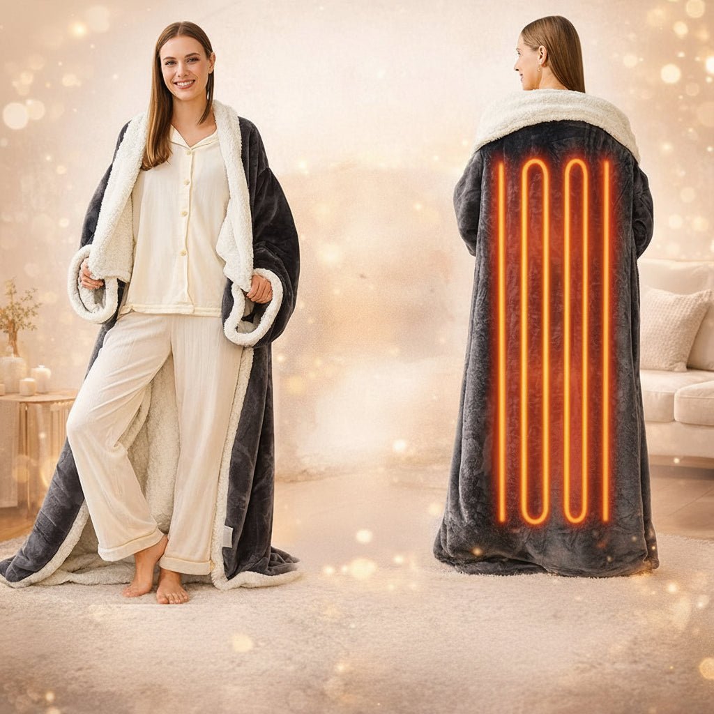 Bärbar Elektrisk Värmefilt i Mjuk Sherpa Fleece