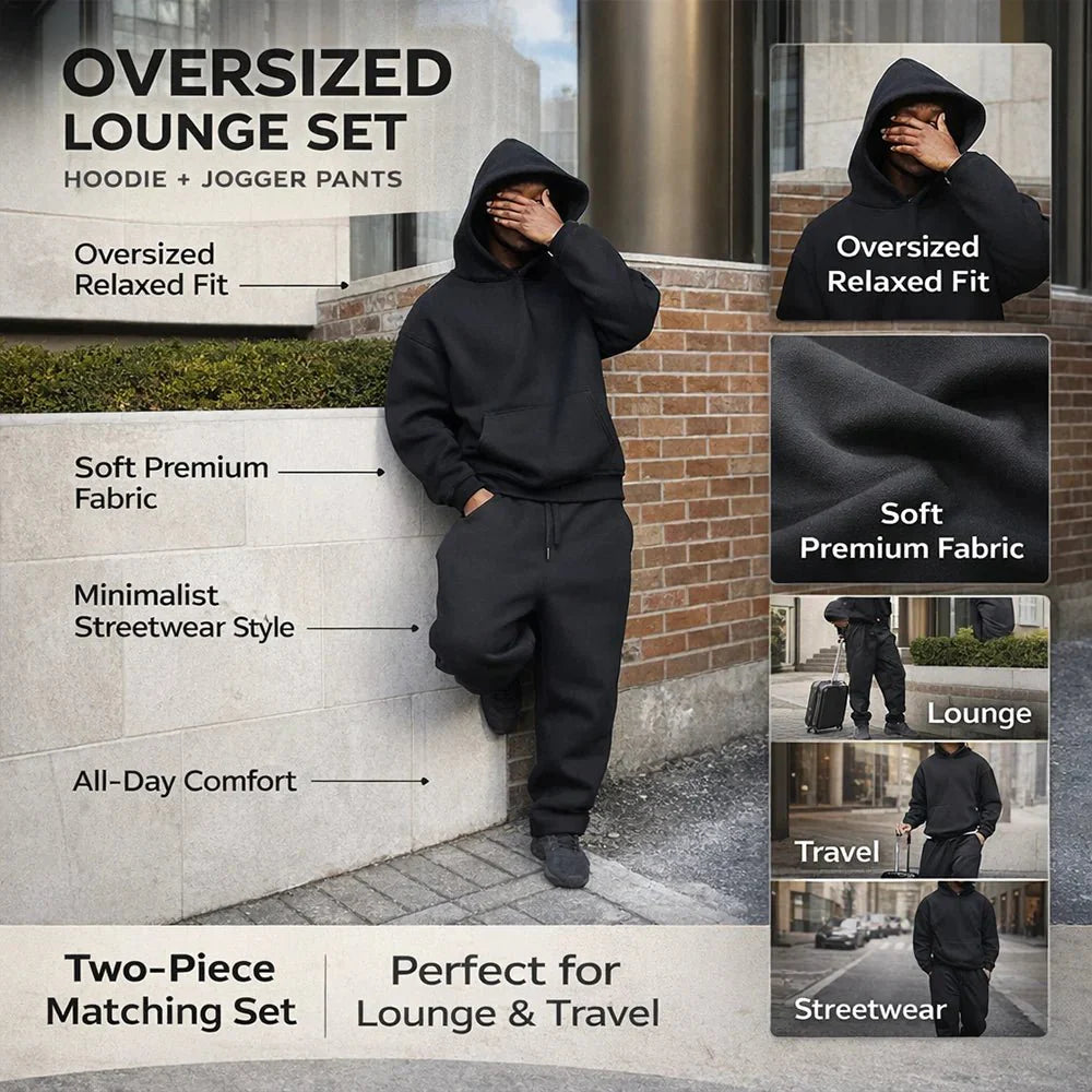 Oversized Herresæt: Komfortabelt Hættetrøje og Buksesæt