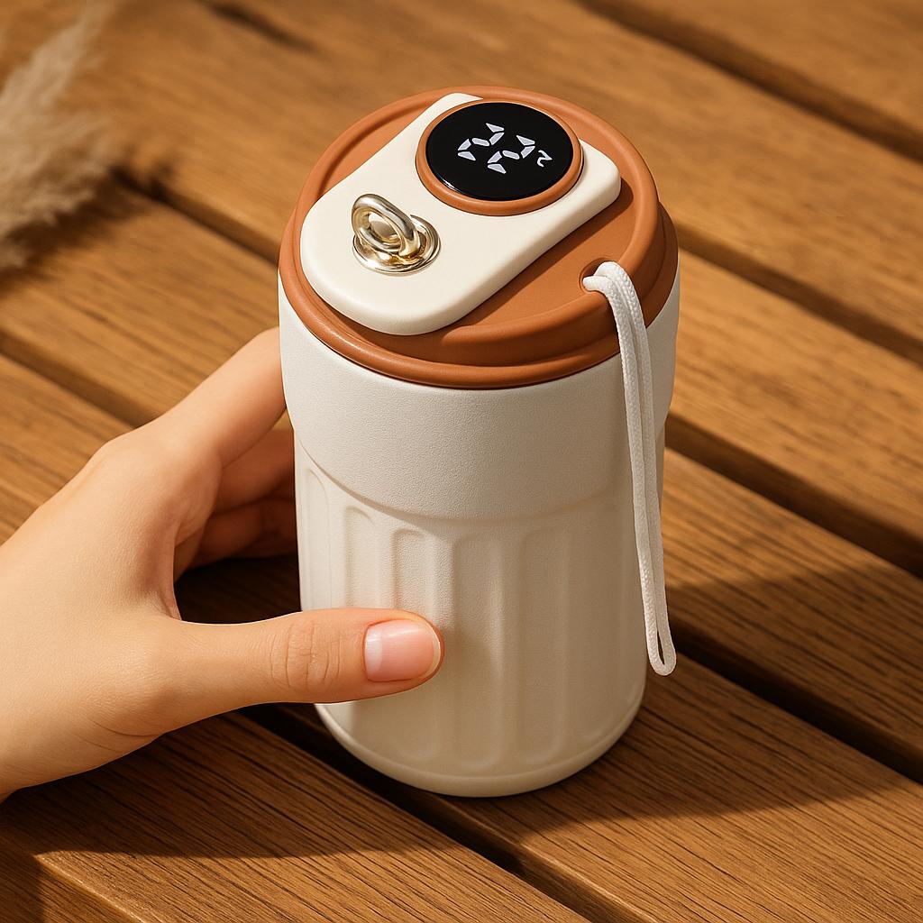 Termokop med LED Temperaturvisning - Perfekt til Rejser