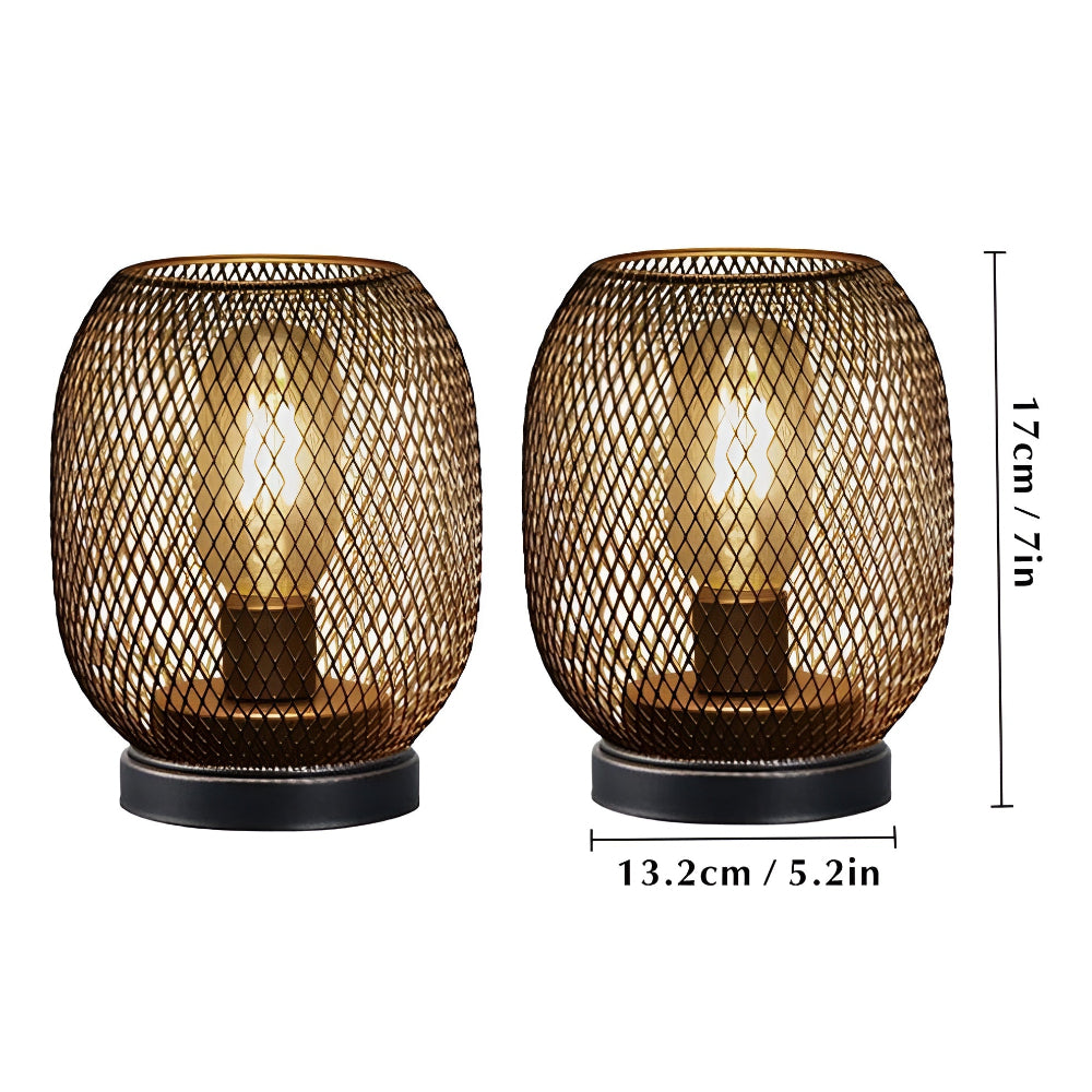 Vintage metallbordslampor med varmt LED-ljus - Batteridrivet set