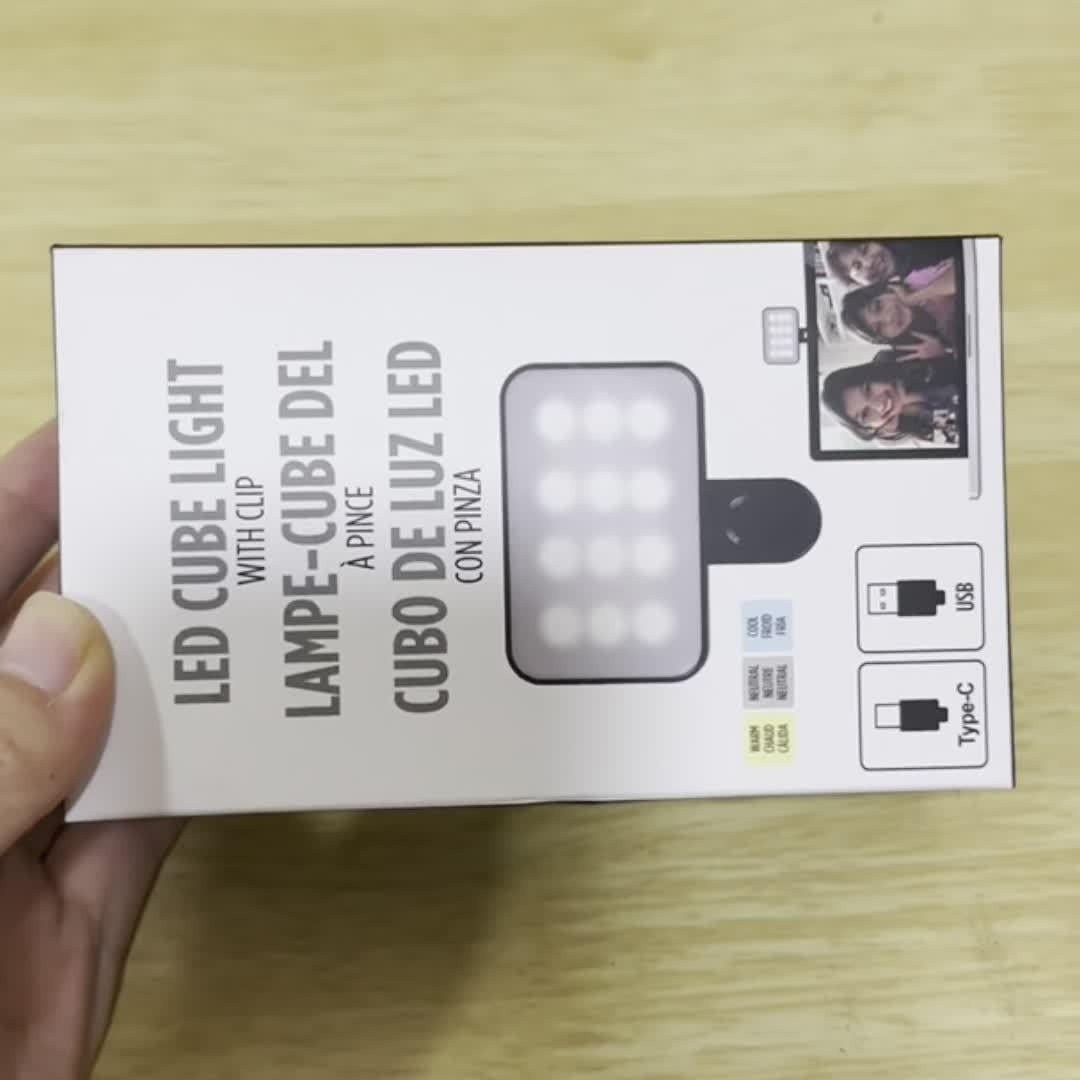 Bærbar Mini Selfie-Lys med 3 Lysstyrkeniveauer & USB Opladning