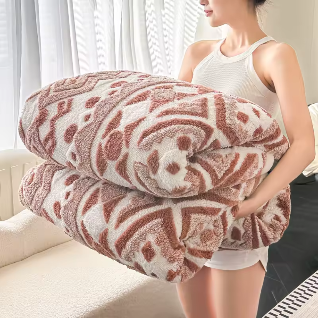 Jacquard Fleece Tæppe – Luksuriøs Komfort & Moderne Design