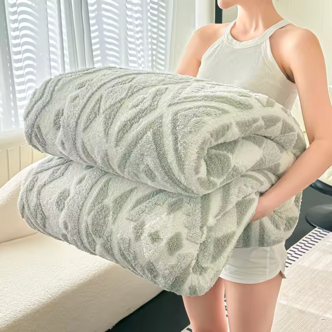 Jacquard Fleece Tæppe – Luksuriøs Komfort & Moderne Design