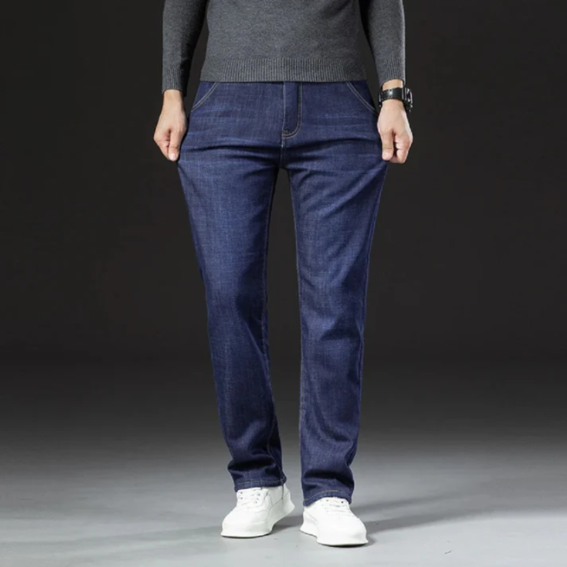 Varm vinterjeans til mænd med blødt fleecefor