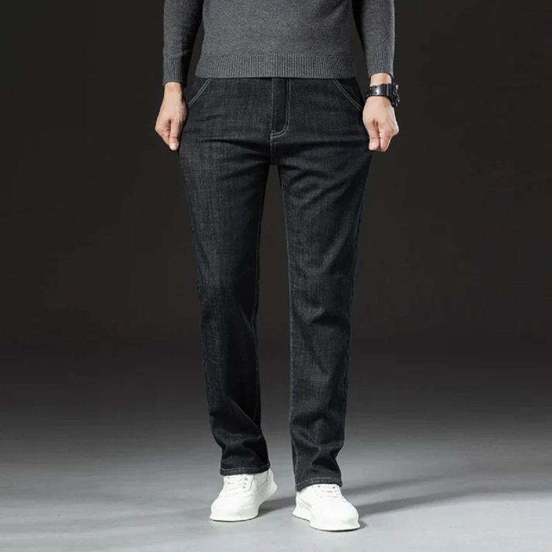 Varm vinterjeans til mænd med blødt fleecefor