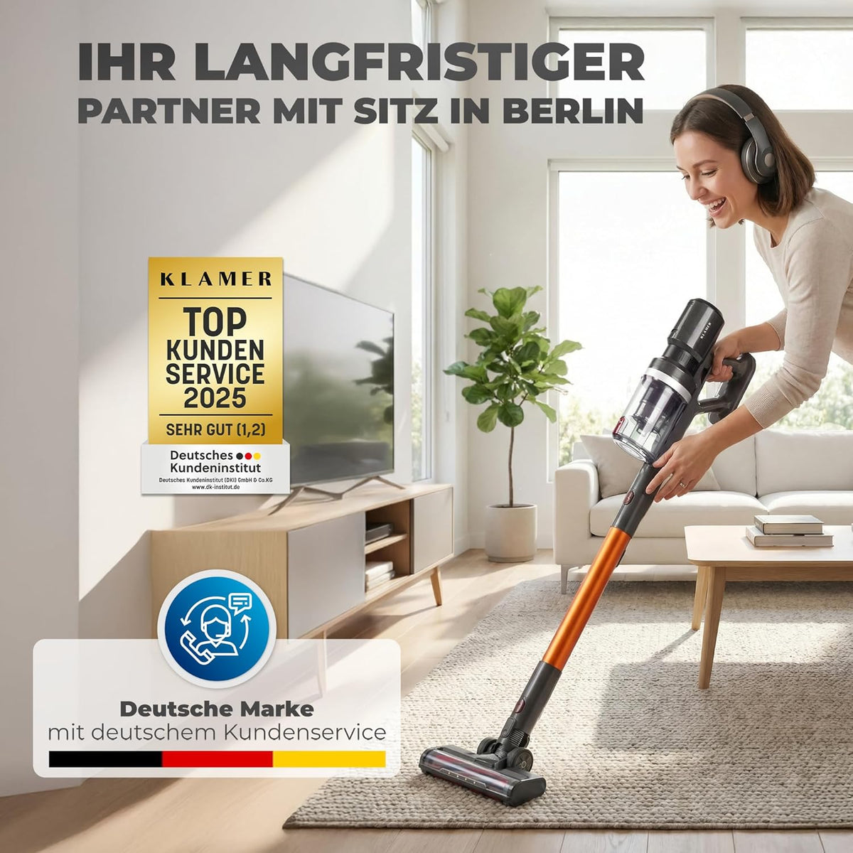Sladdlös 2-i-1 dammsugare 460 Watt med upp till 60 minuters drifttid