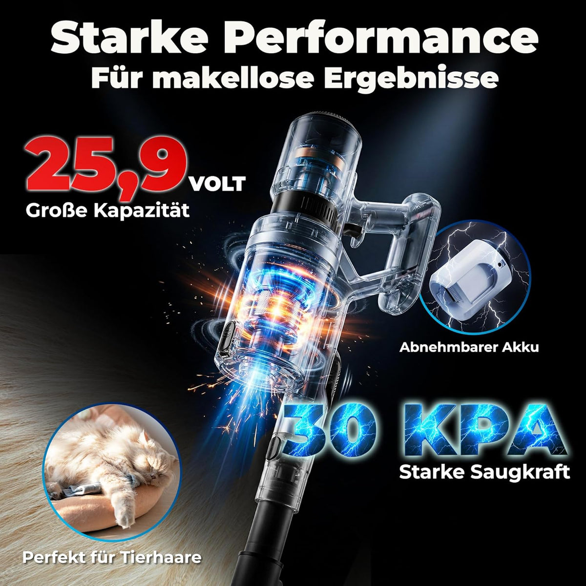 Sladdlös 2-i-1 dammsugare 460 Watt med upp till 60 minuters drifttid