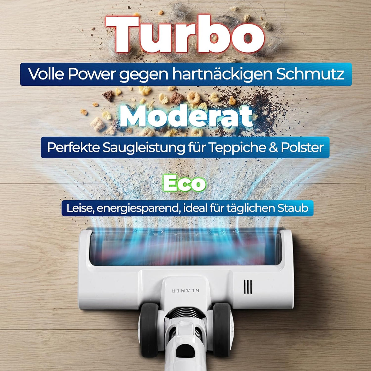 Sladdlös 2-i-1 dammsugare 460 Watt med upp till 60 minuters drifttid