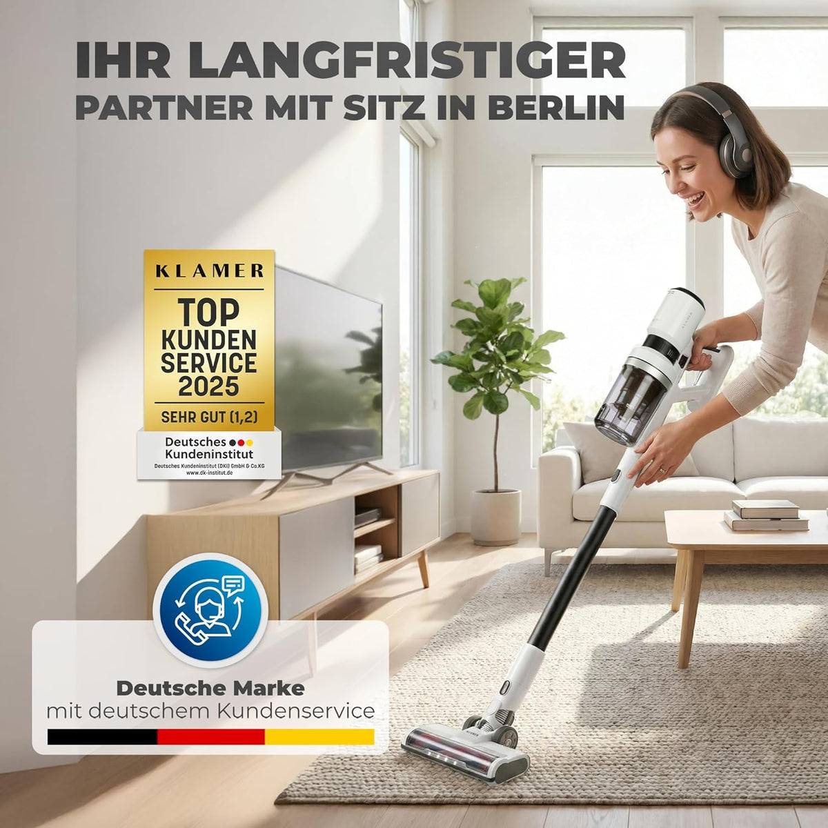 Sladdlös 2-i-1 dammsugare 460 Watt med upp till 60 minuters drifttid