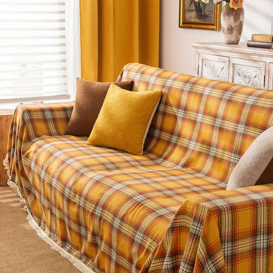 Kastanienfarvet Plaid Sofaovertræk – Hygge & Beskyttelse