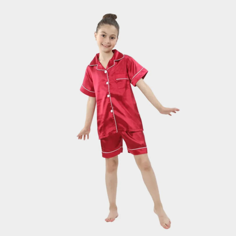 Børne Silkepyjamas Sæt - Komfort og Åndbarhed Hele Året