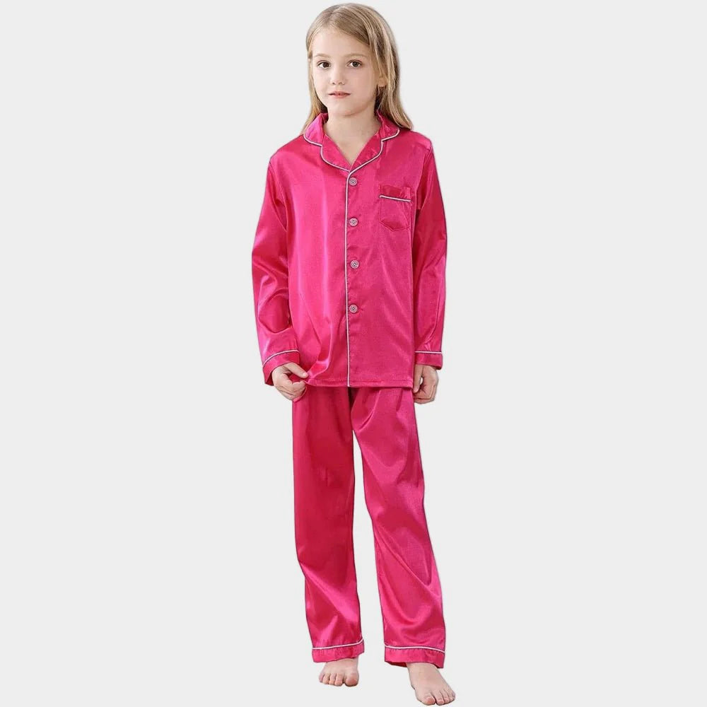 Børne Silkepyjamas Sæt - Komfort og Åndbarhed Hele Året