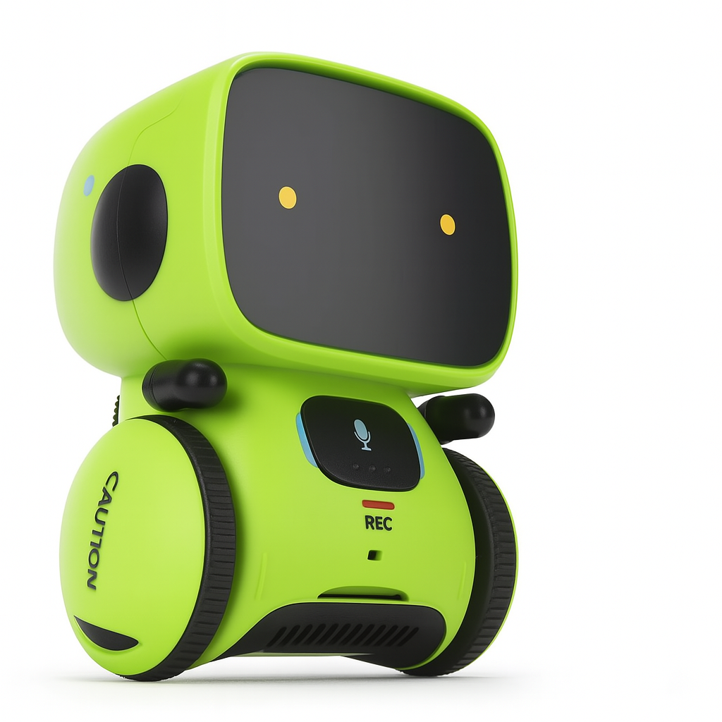Interaktiv Robotleksak för Barn med Röstigenkänning och Roliga Inlärningsfunktioner