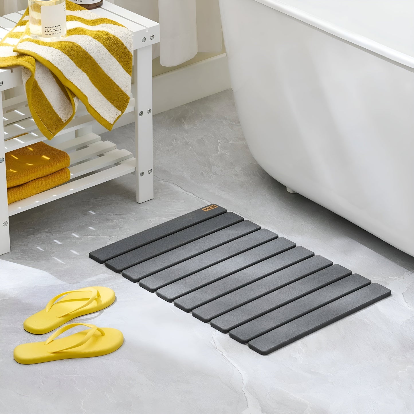 Halkfri Badrumsmatta i Diatomit 59x39 cm – Torr och Hygienisk