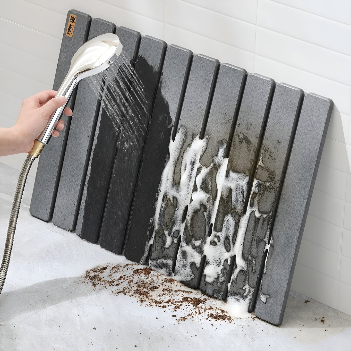 Halkfri Badrumsmatta i Diatomit 59x39 cm – Torr och Hygienisk