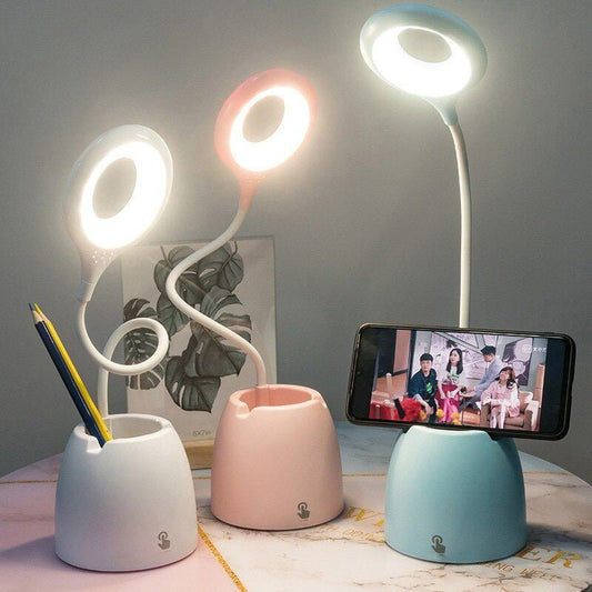 Barnbordslampa med LED och telefonhållare – Rolig och praktisk
