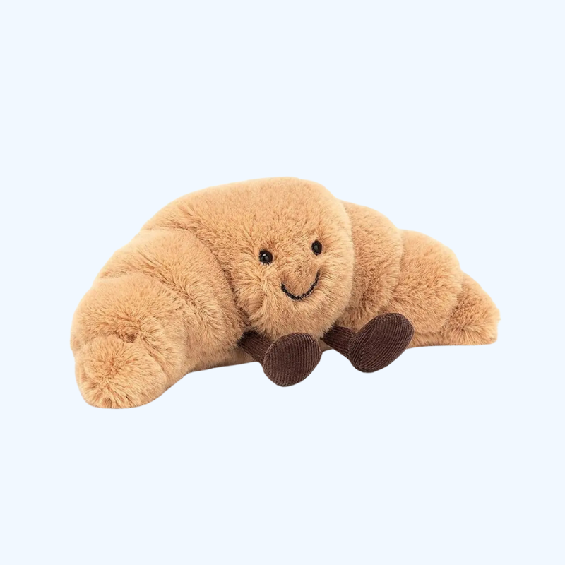 13 Tommer Lysbrun Smilende Croissant Krammepude
