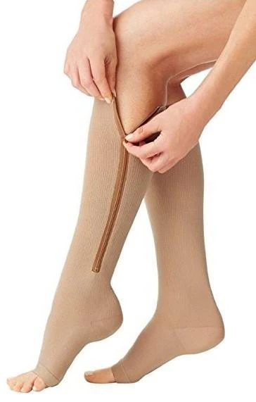 Unisex Kompressionsstrumpor med Dragkedja - Komfort och Stöd