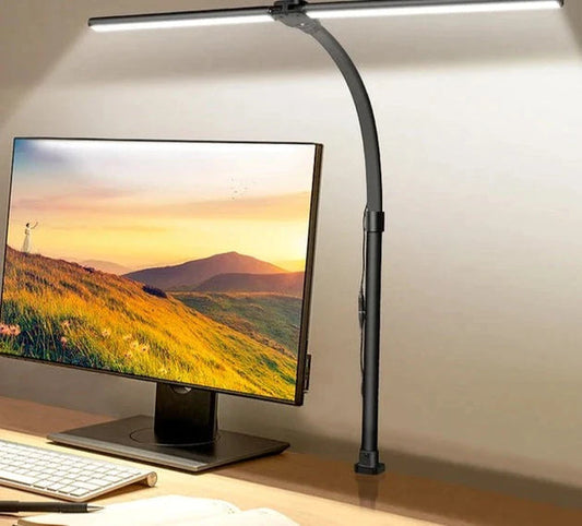 Justerbar LED Bordlampe med Dobbelt Hoved og Effektiv Belysning