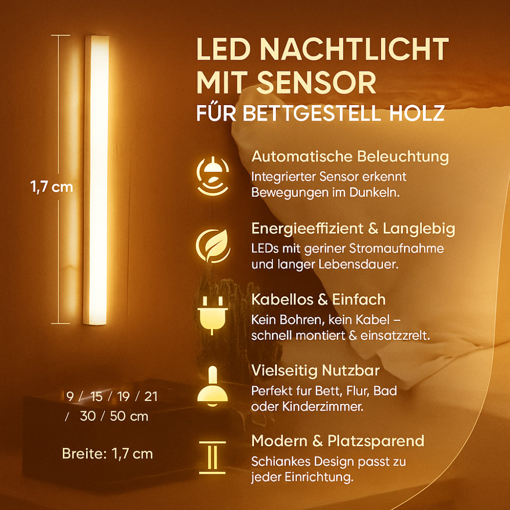 Smal LED-nattlampa med automatisk rörelsesensor